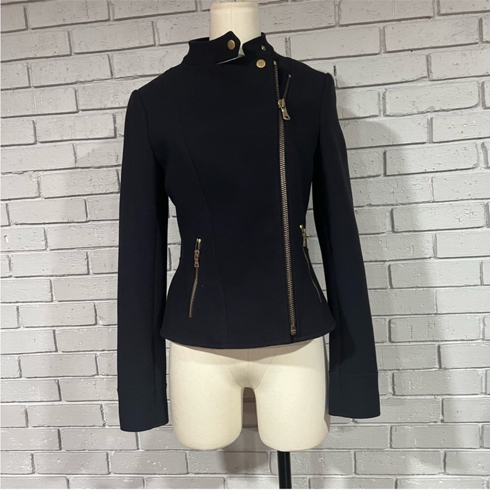 Ann Taylor Women’s Navy Cropped Moto Jacket‎